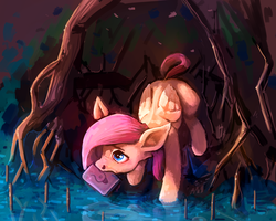 Size: 3947x3154 | Tagged: safe, artist:sharpieboss, fluttershy, g4, book, female, high res, mouth hold, solo