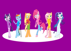 Size: 11180x8000 | Tagged: safe, artist:keytee-chan, applejack, fluttershy, pinkie pie, rainbow dash, rarity, twilight sparkle, anthro, unguligrade anthro, g4, absurd resolution, mane six, sonic the hedgehog (series), sonicified, style emulation