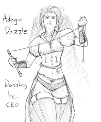 Size: 780x936 | Tagged: safe, artist:figgot, adagio dazzle, human, g4, belly button, female, humanized, monochrome, solo, steampunk