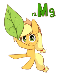 Size: 800x1000 | Tagged: safe, artist:joycall6, part of a set, applejack, series:joycall6's periodic table, g4, blushing, chemistry, female, leaf, looking at you, magnesium, periodic table, sitting, solo