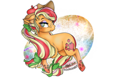 Size: 1024x683 | Tagged: safe, artist:sofilut, applejack, g4, female, rainbow power, simple background, solo, transparent background