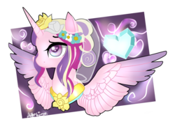 Size: 1024x768 | Tagged: safe, artist:sofilut, princess cadance, g4, crystal heart, female, heart eyes, solo, spread wings, wingding eyes