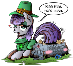 Size: 2537x2285 | Tagged: safe, artist:gray--day, maud pie, earth pony, pony, g4, blarney stone, clothes, female, hat, heart, high res, mare, saint patrick's day, solo, wink