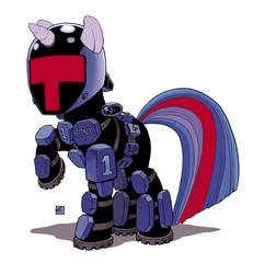 Size: 688x743 | Tagged: safe, artist:davegibbons, twilight sparkle, g4, armor, crossover, female, solo, treatment