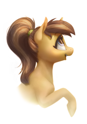 Size: 1106x1580 | Tagged: safe, artist:mav, oc, oc only, oc:java chip, earth pony, pony, earth pony oc, looking up, realistic horse legs, smiling, solo