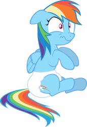 Size: 1442x2101 | Tagged: safe, artist:megarainbowdash2000, rainbow dash, g4, diaper, female, non-baby in diaper, poofy diaper, solo