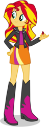 Size: 5000x13000 | Tagged: safe, artist:caliazian, sunset shimmer, equestria girls, g4, my little pony equestria girls: rainbow rocks, .ai available, absurd resolution, amulet, boots, clothes, cute, female, hand on hip, leather jacket, pendant, shimmerbetes, simple background, skirt, solo, transparent background, vector