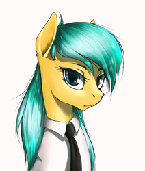 Size: 1028x1213 | Tagged: safe, artist:madhotaru, sunshower raindrops, pony, g4, clothes, female, mare, necktie, shirt, simple background, solo