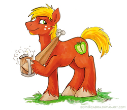 Size: 890x771 | Tagged: safe, artist:spainfischer, big macintosh, earth pony, pony, g4, cider, looking at you, male, mug, raised hoof, solo, stallion