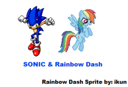 Size: 315x216 | Tagged: safe, artist:ikuntyphoon, rainbow dash, g4, crossover, pixel art, sonic the hedgehog, sonic the hedgehog (series), sprite