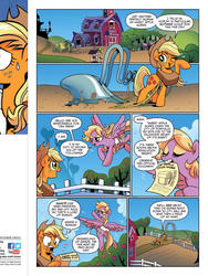 Size: 720x960 | Tagged: safe, idw, applejack, legate brass, friends forever #15, g4, my little pony: friends forever, spoiler:comic, bureaucracy, comic, horse collar, horses doing horse things, idw advertisement, plow, preview, tempting fate, working
