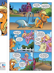 Size: 720x960 | Tagged: safe, artist:brenda hickey, idw, official comic, applejack, legate brass, friends forever #15, g4, my little pony: friends forever, spoiler:comic, bureaucracy, comic, horse collar, horses doing horse things, idw advertisement, plow, preview, tempting fate, working