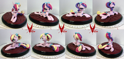 Size: 3206x1521 | Tagged: safe, artist:viistar, princess cadance, g4, alternate hairstyle, clay, concave belly, female, high ponytail, necklace, ponytail, prone, sculpture, slender, smiling, solo, thin, turnaround