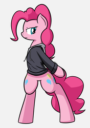 Size: 1200x1700 | Tagged: safe, artist:mang, pinkie pie, earth pony, pony, semi-anthro, g4, bipedal, clothes, female, hoodie, solo