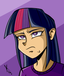 Size: 1350x1603 | Tagged: safe, artist:frankaraya, twilight sparkle, human, g4, female, humanized, solo, twilight sparkle is not amused, unamused