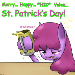 Size: 600x600 | Tagged: safe, artist:sonikku001, berry punch, berryshine, earth pony, pony, g4, drunk, female, mare, saint patrick's day, solo, wingding eyes