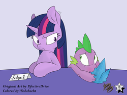 Size: 4000x3000 | Tagged: safe, artist:dfectivedvice, artist:wodahseht, spike, twilight sparkle, g4