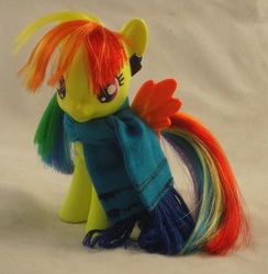 Size: 1889x1937 | Tagged: safe, artist:gryphyn-bloodheart, oc, oc only, oc:campfire, pegasus, pony, brushable, clothes, commission, customized toy, irl, photo, scarf, toy