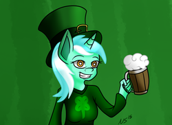 Size: 1100x800 | Tagged: safe, artist:novaspark, lyra heartstrings, anthro, g4, female, saint patrick's day, solo