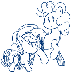 Size: 500x508 | Tagged: safe, artist:fillyscoots42, pinkie pie, scootaloo, earth pony, pony, g4, diaper, diaper fetish, duo, female, filly, foal, mare, monochrome, non-baby in diaper, poofy diaper