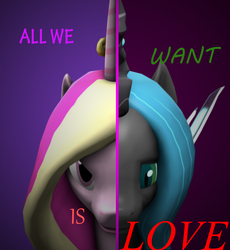 Size: 1988x2160 | Tagged: safe, artist:facing-worlds, princess cadance, queen chrysalis, g4, 3d, source filmmaker