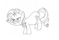 Size: 2242x1520 | Tagged: safe, artist:seenty, rarity, g4, belly, blushing, female, frown, monochrome, pregnant, scowl, solo