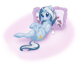 Size: 1219x1000 | Tagged: safe, artist:saby, derpibooru exclusive, oc, oc only, oc:splendence, pony, unicorn, :o, bed, blushing, butt, cute, femboy, looking up, male, on back, on bed, open mouth, pillow, plot, pomf, shy, simple background, solo, species swap, trap, underhoof, vector, what are we gonna do on the bed?, white background