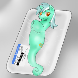 Size: 400x400 | Tagged: safe, artist:kushina13, lyra heartstrings, sea pony, g4, female, japanese, looking at you, seapony lyra, solo, species swap, styrofoam