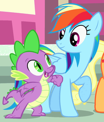 Size: 694x813 | Tagged: safe, screencap, applejack, rainbow dash, spike, g4, pinkie pride