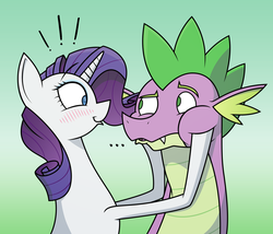 Size: 1750x1500 | Tagged: safe, artist:citrusking46, rarity, spike, dragon, pony, unicorn, g4, adult, adult spike, blushing, cheek squish, duo, duo male and female, female, male, mare, older, older spike, ship:sparity, shipping, spikelove, squishy cheeks, straight, wingless spike