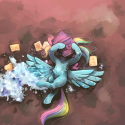 Size: 5000x5000 | Tagged: safe, artist:sharpieboss, rainbow dash, g4, absurd resolution, female, on back, paper, reading, solo