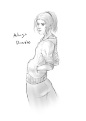 Size: 898x1271 | Tagged: safe, artist:figgot, adagio dazzle, human, g4, clothes, female, hoodie, monochrome, short hair, sketch, solo