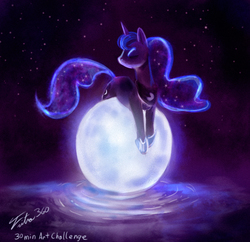 Size: 630x610 | Tagged: safe, artist:tsitra360, princess luna, g4, female, moon, solo, tangible heavenly object