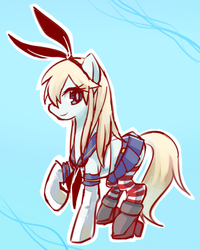 Size: 400x500 | Tagged: safe, artist:temecharo, pony, clothes, kantai collection, ponified, shimakaze, socks, solo, striped socks