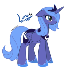 Size: 643x596 | Tagged: safe, artist:lonewolfkait, princess luna, g4, blushing, female, folded wings, s1 luna, simple background, solo, white background