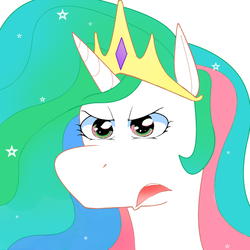 Size: 1000x1000 | Tagged: safe, artist:foog, princess celestia, g4, angry, female, portrait, solo