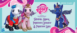 Size: 755x325 | Tagged: safe, princess cadance, princess luna, shining armor, alicorn, pony, unicorn, g4, build-a-bear, female, male, mare, plushie, stallion
