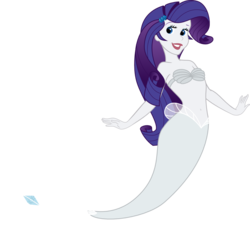 Size: 1012x917 | Tagged: safe, artist:kaylathehedgehog, rarity, equestria girls, g4, belly button, clothes, crossover, dress, mermaid tail, mermaidized, mermarity, midriff, rarity's mermaid dress, seashell, seashell bra, simple background, solo, species swap, the little mermaid, transparent background