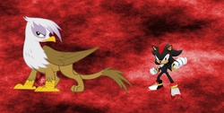 Size: 1246x628 | Tagged: safe, artist:hedgehogninja94, gilda, griffon, g4, copy and paste, crossover, fanfic, male, shadow the hedgehog, sonic the hedgehog, sonic the hedgehog (series)