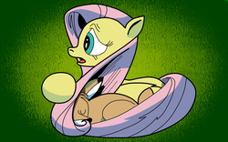 Size: 2000x1250 | Tagged: safe, artist:ced75, idw, bramble, fluttershy, g4, snuggling