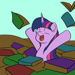 Size: 3600x3600 | Tagged: safe, artist:grennadder, twilight sparkle, g4, book, female, high res, solo, that pony sure does love books