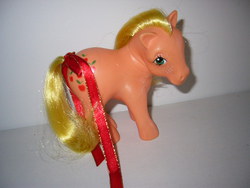 Size: 640x480 | Tagged: safe, photographer:henpatch, applejack (g1), g1, irl, photo, solo, tail bow, toy