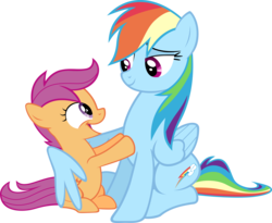 Size: 4000x3280 | Tagged: safe, artist:acer-rubrum, rainbow dash, scootaloo, g4, hug, simple background, transparent background, vector, winghug