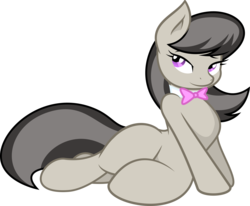 Size: 7198x5929 | Tagged: safe, artist:joey darkmeat, artist:tim015, octavia melody, earth pony, pony, semi-anthro, g4, absurd resolution, bedroom eyes, bow, bowtie, female, mare, side-sitting, simple background, sitting, solo, sultry pose, transparent background, vector