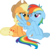 Size: 5307x5208 | Tagged: safe, artist:daydreamsyndrom, applejack, rainbow dash, earth pony, pegasus, pony, g4, absurd resolution, backwards cutie mark, female, lesbian, mare, pouting, ship:appledash, shipping, simple background, sitting, spread wings, transparent background, vector, wings