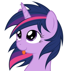 Size: 4000x4000 | Tagged: safe, artist:junkiekb, artist:mamandil, twilight sparkle, g4, :p, alternate hairstyle, cute, female, mare, nose wrinkle, scrunchy face, simple background, smiling, solo, tongue out, transparent background, twiabetes, vector