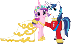 Size: 6080x3750 | Tagged: safe, artist:90sigma, princess cadance, shining armor, a canterlot wedding, g4, absurd resolution, alternate clothes, alternate hairstyle, clothes, dress, female, male, ship:shiningcadance, shipping, simple background, straight, transparent background, wedding dress