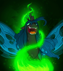 Size: 1584x1790 | Tagged: safe, artist:dracojayproduct, queen chrysalis, changeling, changeling queen, g4, crown, female, jewelry, open mouth, regalia, solo