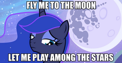 Size: 1066x550 | Tagged: safe, screencap, princess luna, g4, fly me to the moon, frank sinatra, image macro, meme, neon genesis evangelion