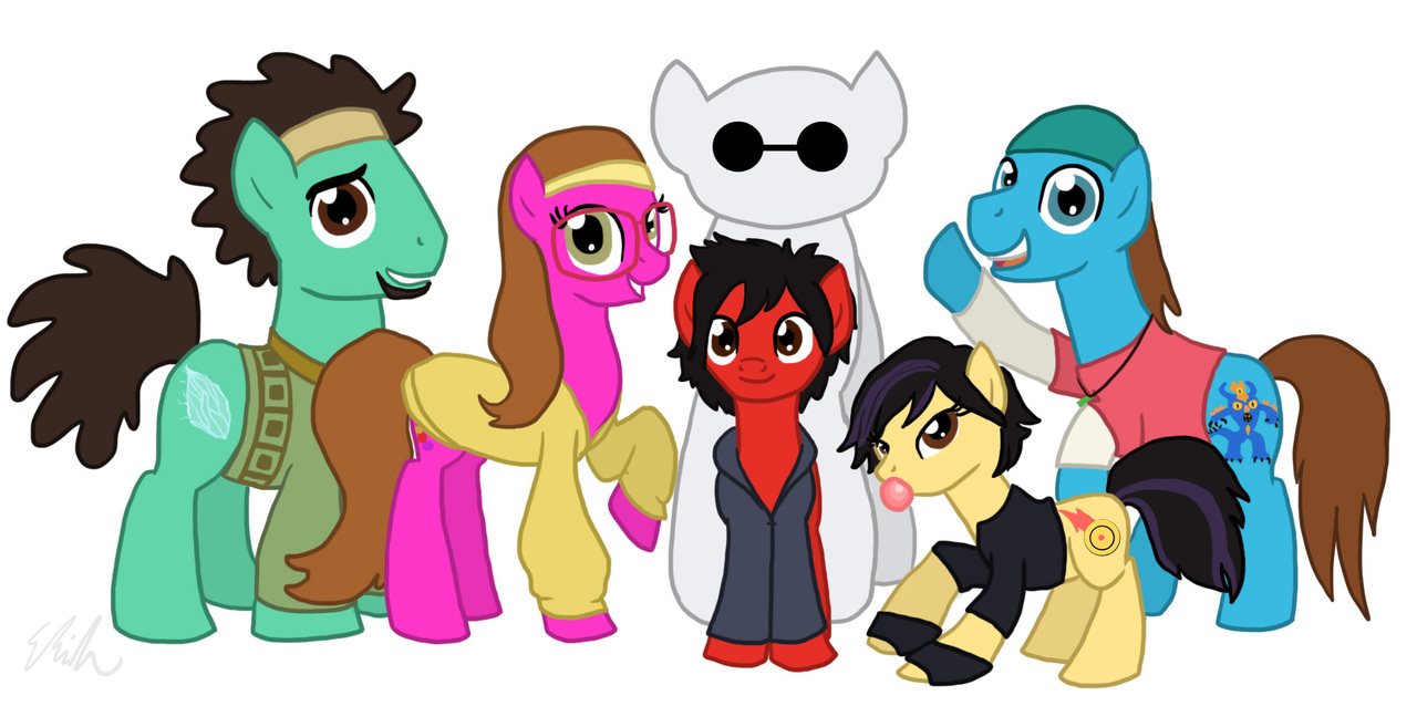 840555 - safe, artist:qemma, android, robot, baymax, big hero 6, frederick  flamarion frederickson, gogo tomago, hilarious in hindsight, hiro hamada,  honey lemon (big hero 6), ponified, wasabi (big hero 6) - Derpibooru